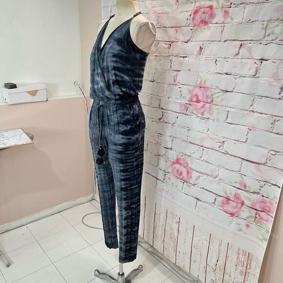 YFB Navy Tie Dye Casual Slim Fit Jumpsuit With Pockets size small - Picture 4 of 13
